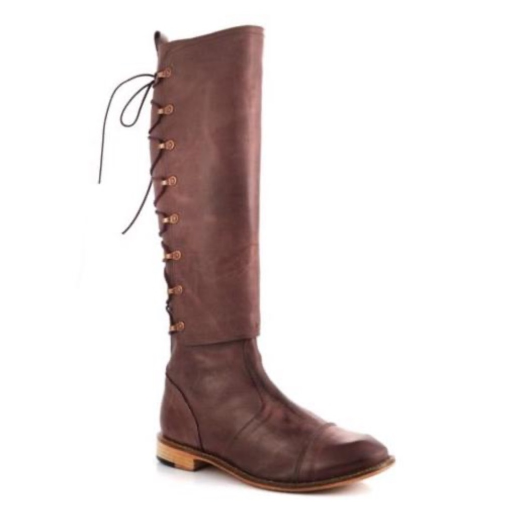 J Shoes Countess Tall Leather Knee-High Lace Back Boots